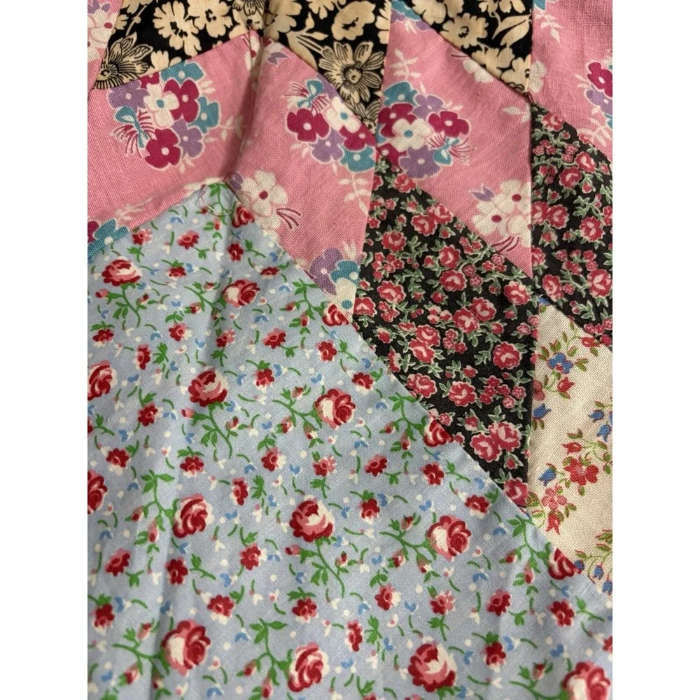 Vintage Handmade Lone Star Quilt Topper Starburst Patchwork Shabby 68x70
